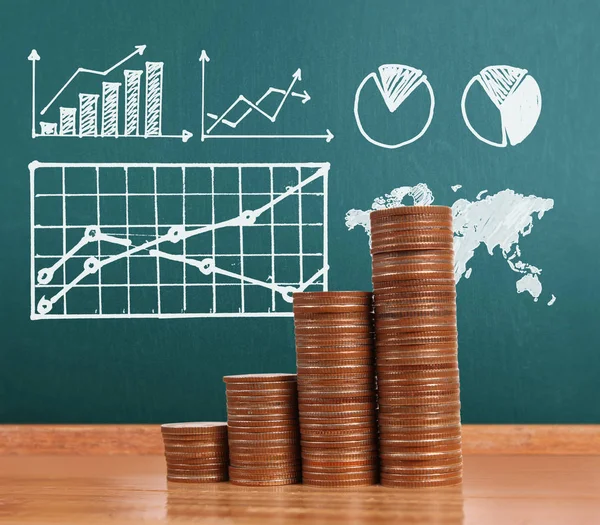 Graph Coins Stock Finance Business Concept — Stock Photo, Image