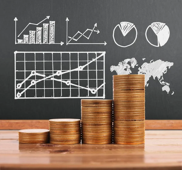 Graph Coins Stock Finance Business Concept — Stock Photo, Image