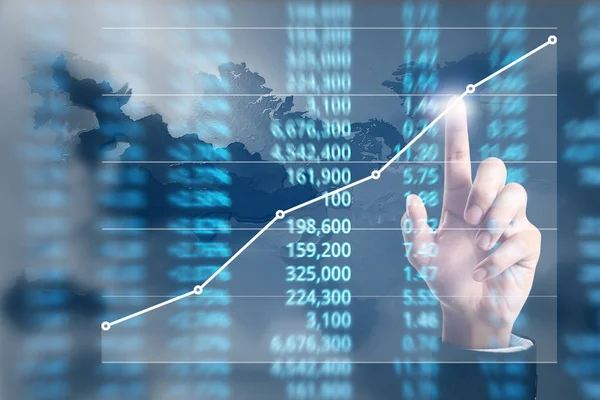 Bir ekrandaki resimli grafikler borsa finansal verileri analiz ediliyor