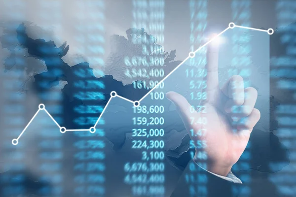 Bir ekrandaki resimli grafikler borsa finansal verileri analiz ediliyor