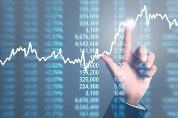 Analyse Bebilderter Chart Börsenfinanzdaten Auf Einem Bildschirm — Stockfoto