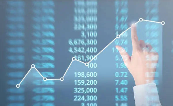 Analiza Ilustrowanych Danych Finansowych Rynku Akcji Ekranie — Zdjęcie stockowe