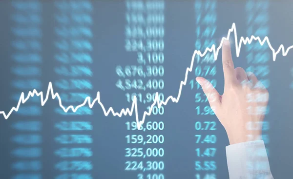 Analyse illustrierter Chart-Börsenfinanzdaten auf scre — Stockfoto