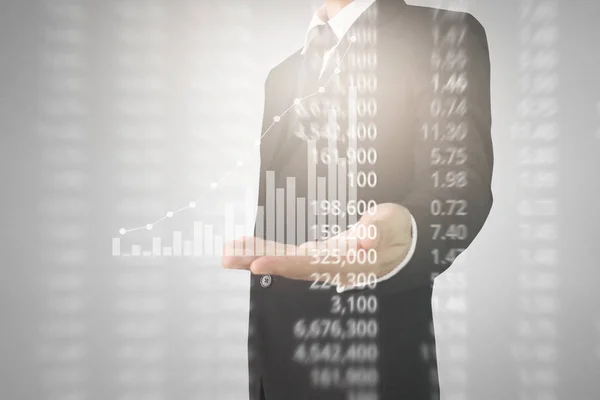 Analysing illustrated chart stock market financial data on  scre