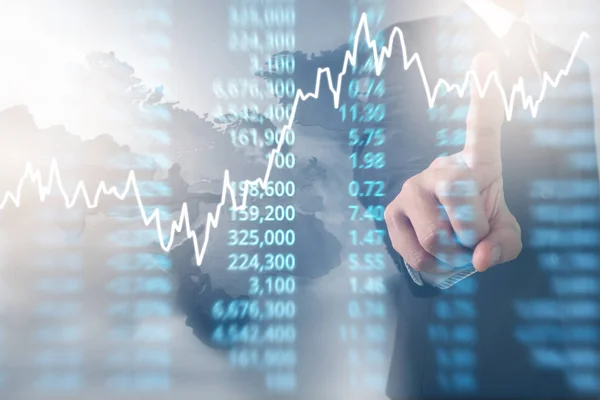 Analyse Van Geïllustreerde Grafiek Financiële Beursgegevens Een Scherm — Stockfoto