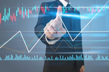 İş adamı grafik büyümesi ve grafik artışı