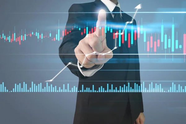 Empresario Planean Gráfico Crecimiento Aumento Gráfico Indicadores Positivos Negocio —  Fotos de Stock