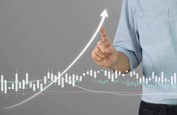 Zakenman Plan Grafiek Groei Toename Van Grafiek Positieve Indicatoren Zijn — Stockfoto