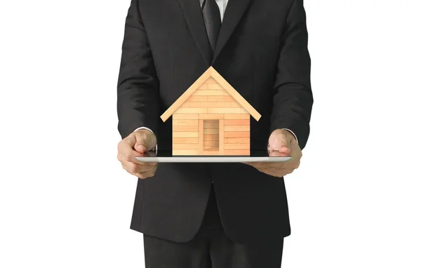 Protección Persona Del Vendedor Que Cliente Comprador Casa Mano — Foto de Stock