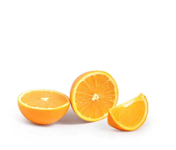 Frucht Orange Mit Isolierten Blättern — Stockfoto