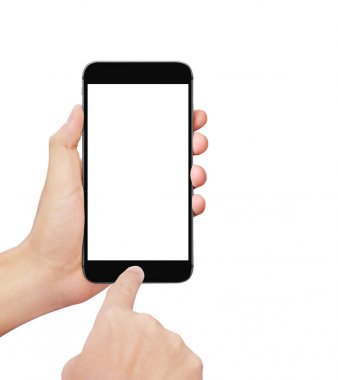  Adam akıllı telefonu tutuyor. 