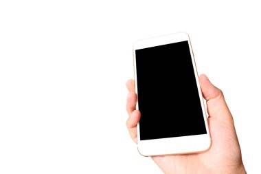  smartphone aygıt tutarak ve ekran dokunaklı adam el