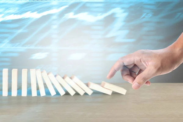 Stopping Domino Concept Business Solution — Stock Photo, Image