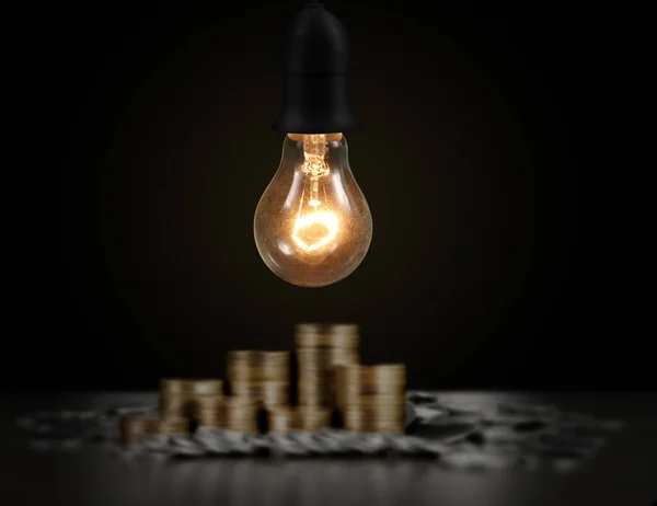 Glowing Light Bulb Realistic Photo Image Turn Tungsten — Stock Photo, Image