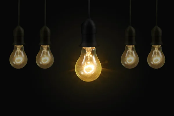 Glowing Light Bulb Realistic Photo Image Turn Tungsten — Stock Photo, Image