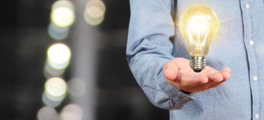 Aydınlatılmış ampulün, yenilikçi ilhamın eli.