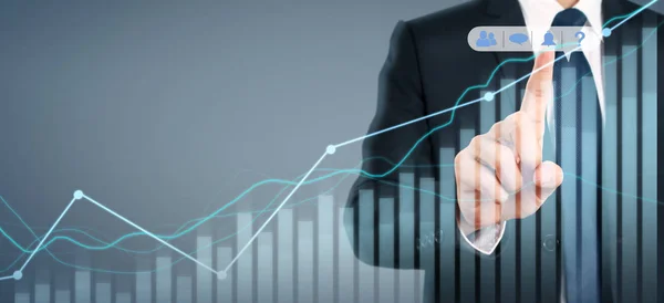 Üzletember terv grafikon növekedés növekedése chart pozitív indikátor — Stock Fotó
