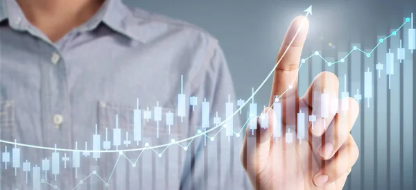 Biznesmen plan wykres przyrost wykres wzrost dodatni wskaźnikat — Zdjęcie stockowe