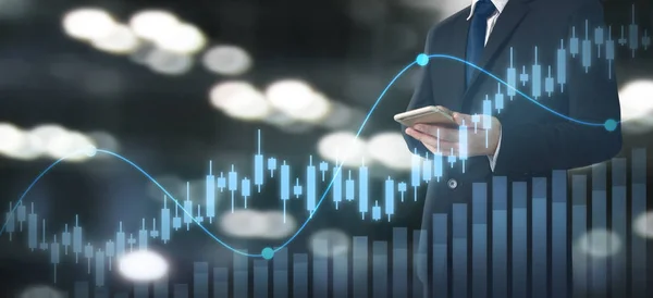 Empresário plano gráfico crescimento e aumento de gráfico business.sma Imagem De Stock