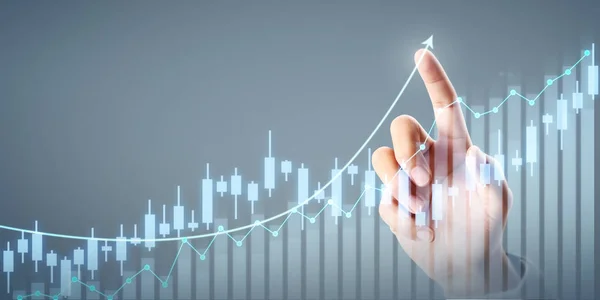 Businessman plan graph growth and increase of chart positive ind — Stock Photo, Image