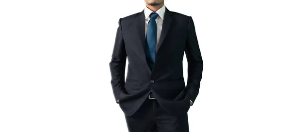 Biznesowy Portret Przystojnego Mężczyzny Czarnym Garniturze — Zdjęcie stockowe