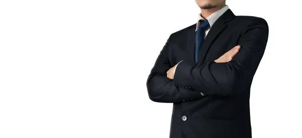 Retrato Negocios Hombre Guapo Con Traje Negro — Foto de Stock