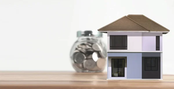 Huis Model Houten Ruimte Home Huisvesting Onroerend Goed Concept Business — Stockfoto