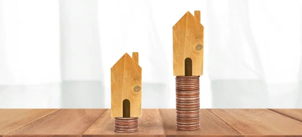 Будинок Модель Монети Концепція Житла Нерухомості Ідея Домашнього Бізнесу — стокове фото