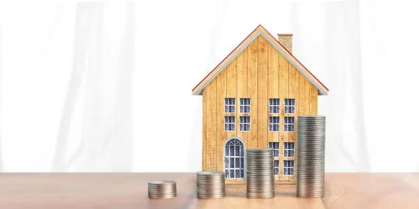 Property investment and house mortgage financial conceptmoney coin stack. business home idea