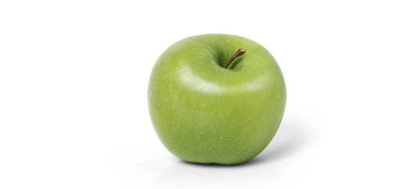 Perfect Fresh Green Apple Isolated Full Depth Field Clipping Path — Stock Photo, Image
