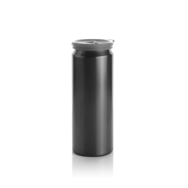 Black Stainless Steel Aluminium Glossy Metal Water Bottle Silicon Cap — Stock Photo, Image