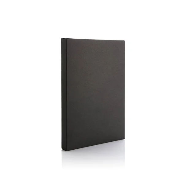 Black Paper Box Packaging Matt Surface Notebook Isolated White Background — Stock Photo, Image