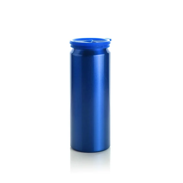 Botella Agua Metal Aluminio Acero Inoxidable Azul Fantasma Con Tapa —  Fotos de Stock