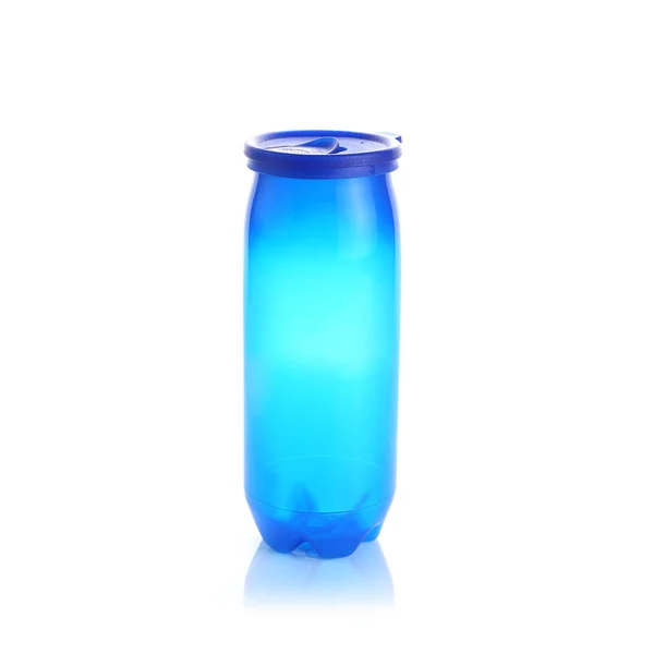 Botella Agua Plástico Translúcido Color Azul Fantasma Aislado Sobre Fondo —  Fotos de Stock