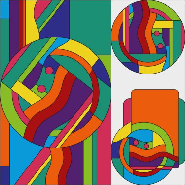 Art deco vektör renkli geometrik desen. Art deco vitray desen. Soyut desen.