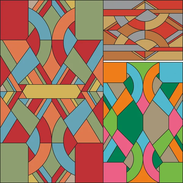 Art deco διάνυσμα χρωματιστό γεωμετρικό σχέδιο. Art deco λεκιασμένο σχέδιο γυαλιού. Αφηρημένη μοτίβο. — Διανυσματικό Αρχείο