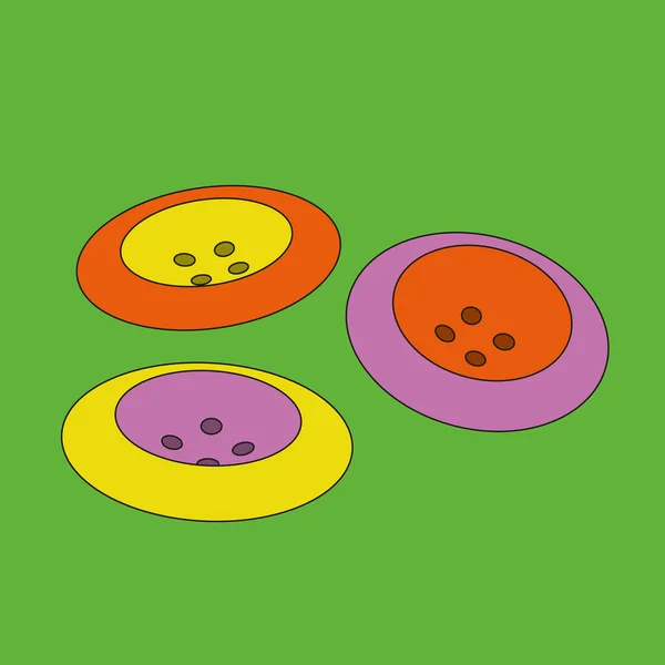 3 つの色ボタン。ポップアート イメージ. — ストックベクタ