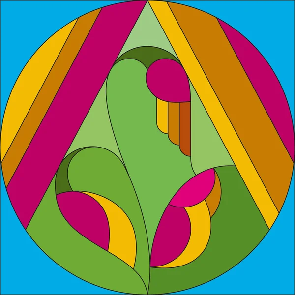 Art deco διάνυσμα χρωματιστό γεωμετρικά λουλούδι μοτίβο. Art deco λεκιασμένο σχέδιο γυαλιού. Αφηρημένη φαντασία. — Διανυσματικό Αρχείο