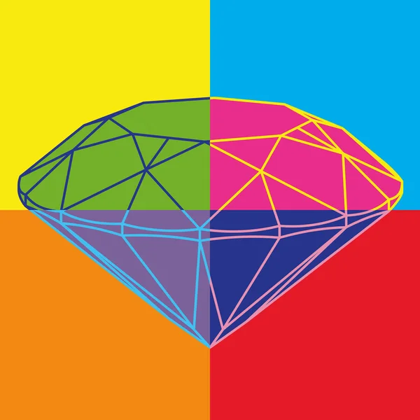 Diamant sur fond couleur. Image Pop art . — Image vectorielle