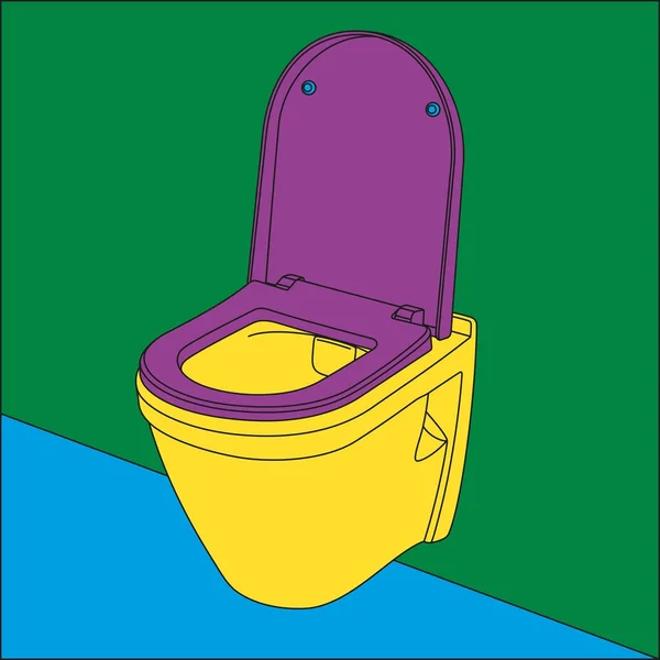 Pop art wall hung toilet bowl image. — Stock Vector