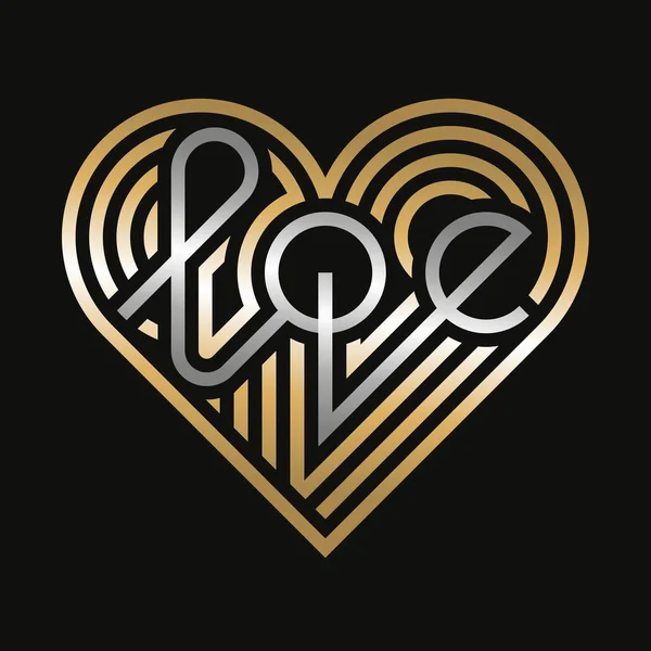 Amo la tipografia. Stile art deco. Un logotipo d'amore. Tipografia del cuore . — Vettoriale Stock