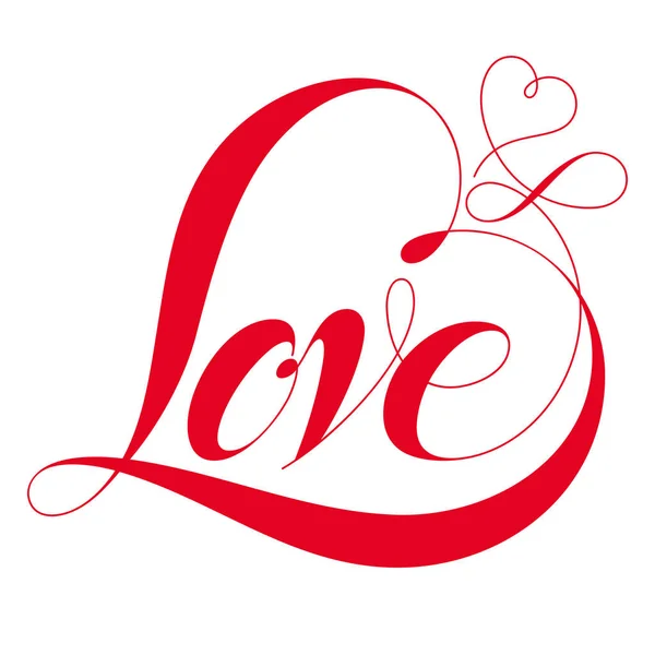 Kalp Tipografi Aşk Hat — Stok Vektör