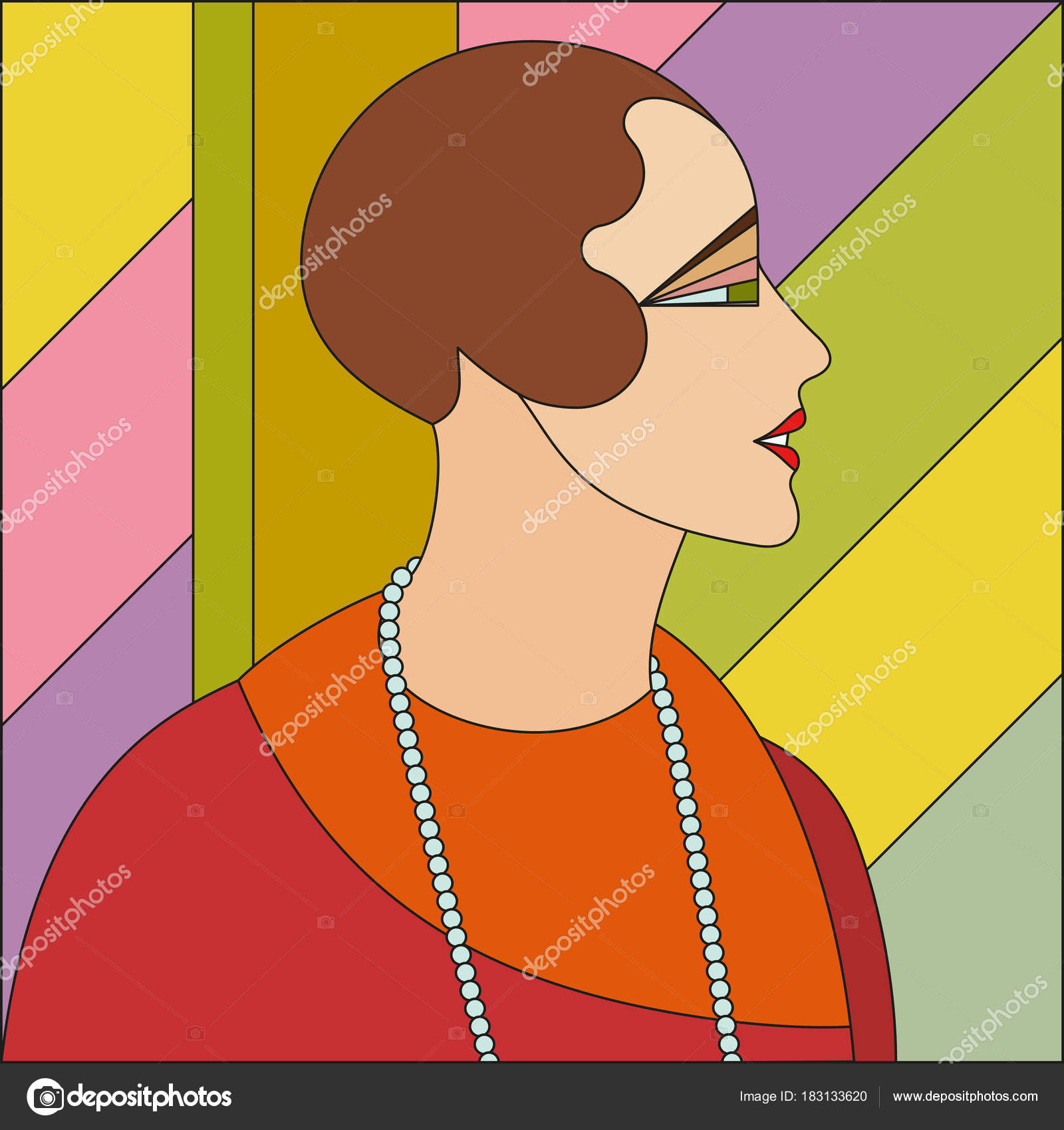 ファッショナブルな女性のパターン アールデコ ベクトル色の幾何学模様 アールデコのステンド グラスのパターン ストックベクター C Barracudastudio