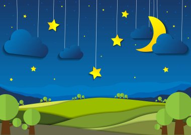 doğa manzara arka plan, cuted kağıdı tasarım