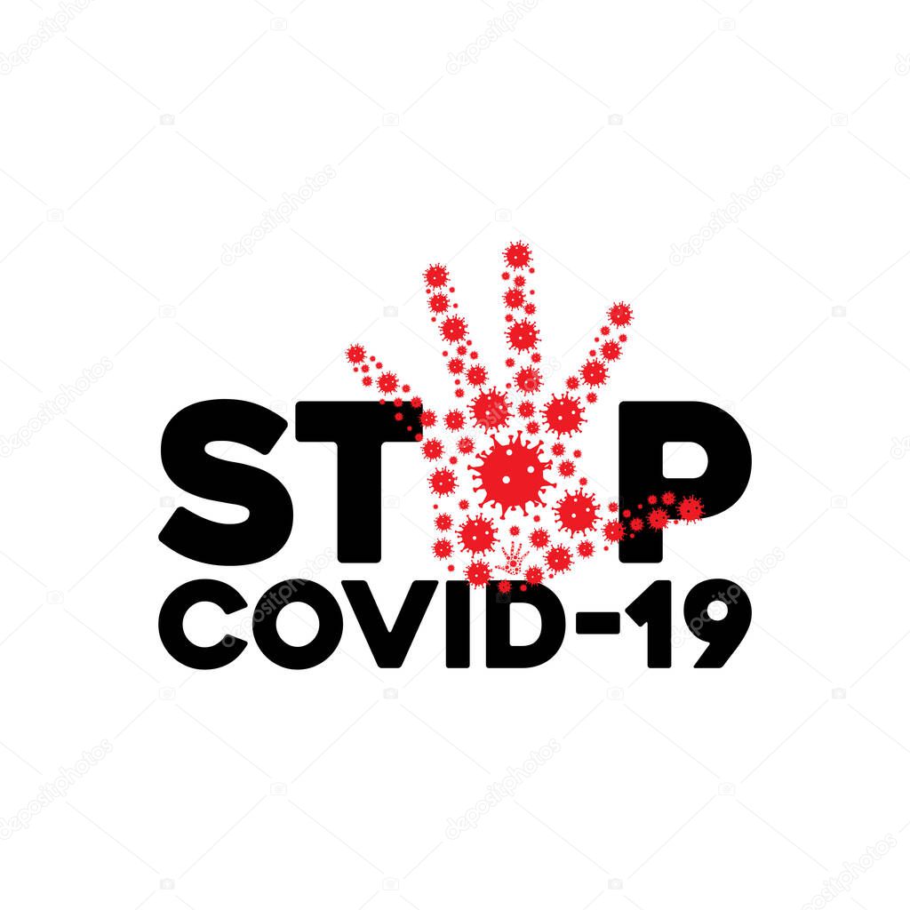 Stop Covid-19 Sign & Symbol, vector Illustration concept coronavirus COVID-19.
