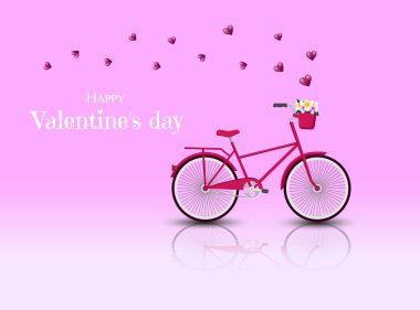 Sevgililer Günü tebrik kartı. Sevgililer Günü için kalbi olan kırmızı bisiklet.