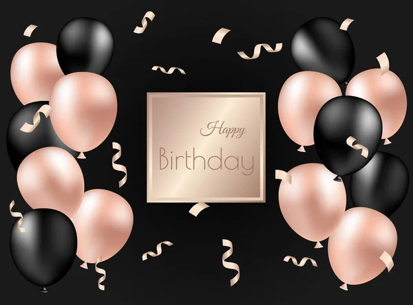 Gelukkig verjaardag goud en zwart viering achtergrond ontwerp — Stockvector