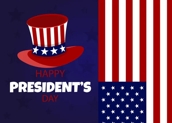 Χαρούμενοι Πρόεδροι Ημέρα φυλλάδιο, πανό ή αφίσα. Διακοπές φόντο με κυματίζει σημαία στο χέρι του ανθρώπου. — Διανυσματικό Αρχείο