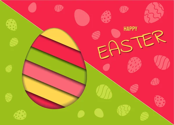 Cartão festivo de Páscoa feliz moderno com ovo de bolha de fala, fundo vetorial — Vetor de Stock