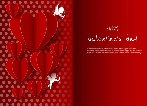 Happy Valentine\'s Day card with hearts, cupids and place for your text